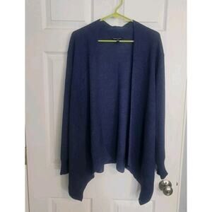 EILEEN FISHER Cardigan Wool Open Front Long Sleeve Navy Women’s Large Sweater